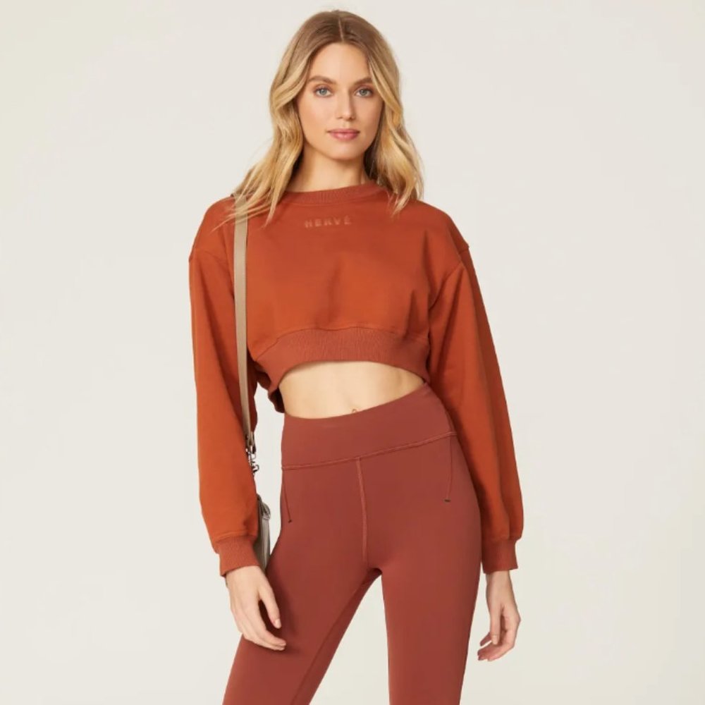 Herve Leger Crop Logo Sweatshirt - New Without Tags